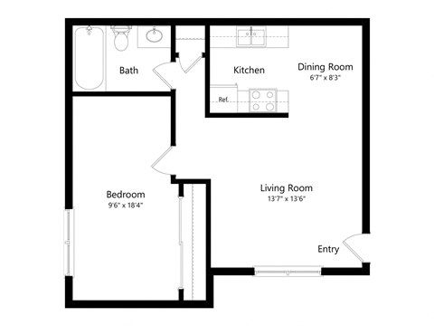 a floor plan of a room with a bedroom and a living room